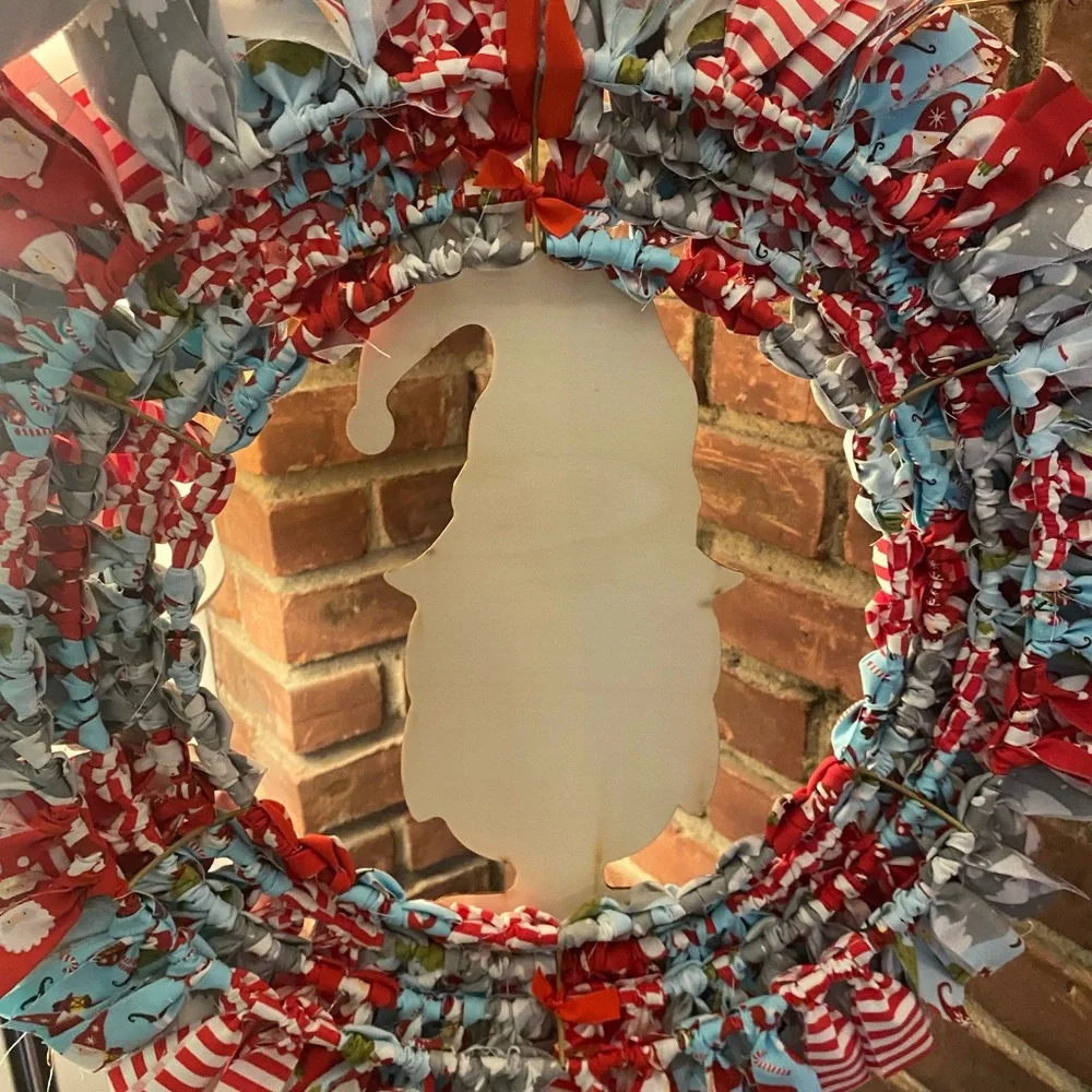 Gnome Christmas Rag Wreath